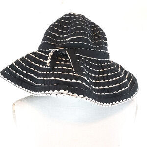 Scala Collezione Black White Floppy Sun Hat Foldable Portable Travel ONE SIZE